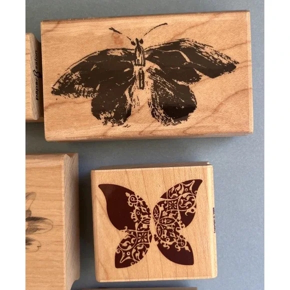 Butterflies & Ladybugs Wooden Block Rubber Stamps Lot of 13 - Picture 3 of 13
